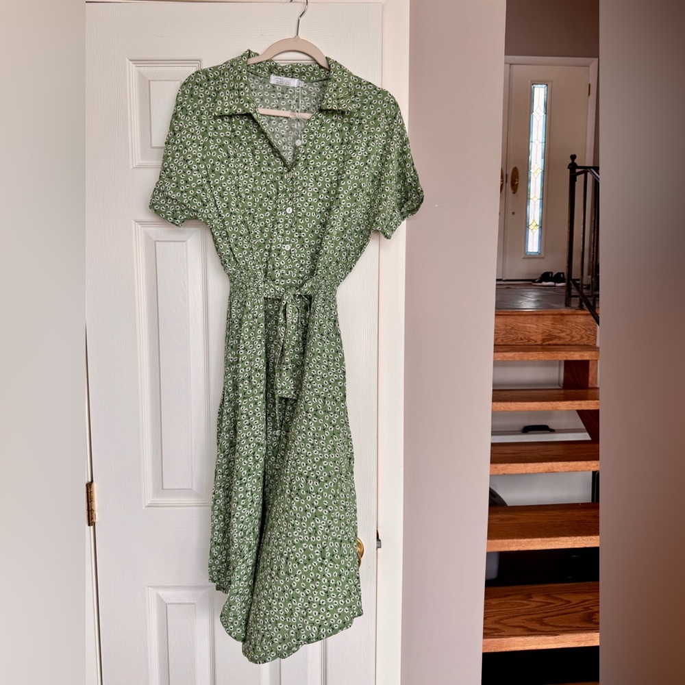 Green Dolman Sleeve Midi Sundress